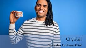  Presentation with african american dental - Amazing PPT theme having young-african-american-afro-man backdrop and a teal colored foreground