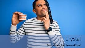  Presentation with african american dental - Amazing slide set having young-african-american-afro-man backdrop and a teal colored foreground