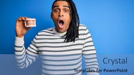  Presentation with african american dental - Slide set consisting of young-african-american-afro-man background and a teal colored foreground