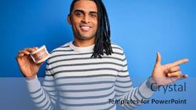  Presentation with african american dental - Colorful PPT theme enhanced with young-african-american-afro-man backdrop and a teal colored foreground