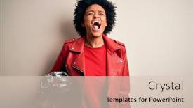  Presentation with curly hair - Audience pleasing slide set consisting of young-african-american-afro-motorcyclist backdrop and a lemonade colored foreground