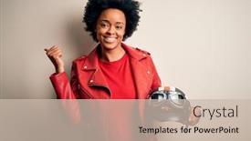  Presentation with curly hair - Theme featuring young-african-american-afro-motorcyclist background and a soft green colored foreground