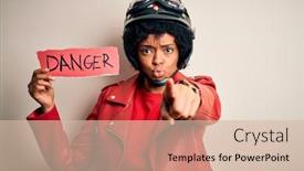  Presentation with danger - Slide set with young-african-american-afro-motorcyclist background and a lemonade colored foreground