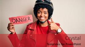  Presentation with afro - Theme having young-african-american-afro-motorcyclist background and a crimson colored foreground
