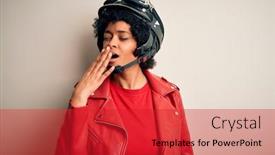  Presentation with curly hair - Cool new slide set with young-african-american-afro-motorcyclist backdrop and a red colored foreground