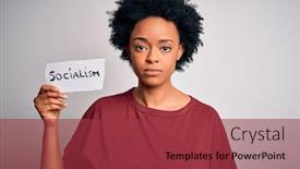  Presentation with curly hair - Presentation design with young-african-american-afro-politician background and a red colored foreground