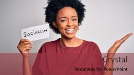  Presentation with curly hair - Slide set enhanced with young-african-american-afro-politician background and a red colored foreground