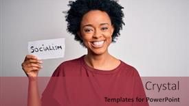  Presentation with curly hair - Presentation theme with young-african-american-afro-politician background and a red colored foreground