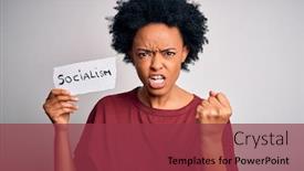  Presentation with curly hair - PPT theme enhanced with young-african-american-afro-politician background and a tawny brown colored foreground