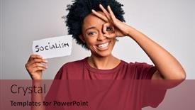  Presentation with eye african american models - Presentation enhanced with young-african-american-afro-politician background and a tawny brown colored foreground