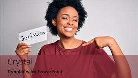  Presentation with curly hair - Colorful slide deck enhanced with young-african-american-afro-politician backdrop and a tawny brown colored foreground