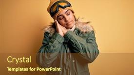  Presentation with ski - PPT theme featuring young-african-american-afro-skier background and a tawny brown colored foreground