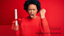  Presentation with american university - Presentation theme having young-african-american-afro-student background and a crimson colored foreground