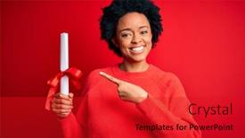  Presentation with american university - Cool new presentation design with young-african-american-afro-student backdrop and a crimson colored foreground
