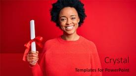  Presentation with american university - Presentation theme featuring young-african-american-afro-student background and a red colored foreground