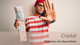  Presentation with city map - Slide set consisting of young-african-american-afro-tourist background and a lemonade colored foreground