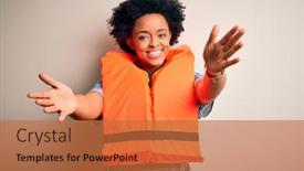  Presentation with hug - Slide deck consisting of young-african-american-afro-woman background and a red colored foreground