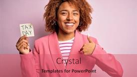  Presentation with tax day - Audience pleasing slides consisting of young-african-american-afro-woman backdrop and a coral colored foreground