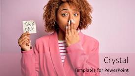  Presentation with tax day - Amazing theme having young-african-american-afro-woman backdrop and a coral colored foreground