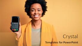  Presentation with payment - Cool new slide set with young-african-american-afro-woman backdrop and a yellow colored foreground