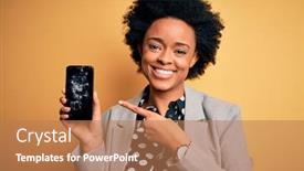  Presentation with cracked - Beautiful presentation theme featuring young-african-american-afro-woman backdrop and a coral colored foreground