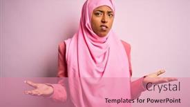  Presentation with hijab - Presentation theme enhanced with young-african-american-afro-woman background and a coral colored foreground