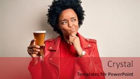  Presentation with african american woman question - Colorful slide set enhanced with young-african-american-afro-woman backdrop and a crimson colored foreground