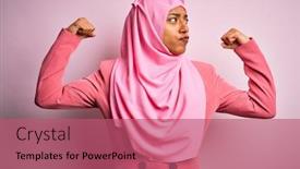  Presentation with proud american - PPT layouts enhanced with young-african-american-afro-woman background and a coral colored foreground