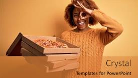  Presentation with italian american - Slide deck having young-african-american-afro-woman background and a gold colored foreground