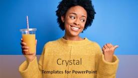  Presentation with healthy juice - Presentation featuring young-african-american-afro-woman background and a gold colored foreground