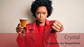  Presentation with drinking alcohol - PPT layouts enhanced with young-african-american-afro-woman background and a crimson colored foreground