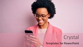  Presentation with curly hair - PPT theme consisting of young-african-american-afro-woman background and a coral colored foreground
