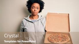  Presentation with italian american - Slide set enhanced with young-african-american-afro-woman background and a coral colored foreground