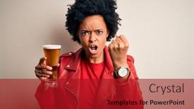  Presentation with drinking alcohol - Cool new slide deck with young-african-american-afro-woman backdrop and a crimson colored foreground