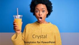  Presentation with healthy juice - Presentation theme featuring young-african-american-afro-woman background and a yellow colored foreground