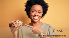  Presentation with curly hair - Cool new PPT theme with young-african-american-afro-woman backdrop and a coral colored foreground