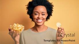  Presentation with curly hair - Colorful presentation theme enhanced with young-african-american-afro-woman backdrop and a coral colored foreground