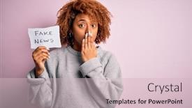  Presentation with news paper - Presentation theme with young-african-american-afro-woman background and a soft green colored foreground