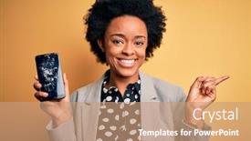  Presentation with african american families - Presentation design featuring young-african-american-afro-woman background and a coral colored foreground
