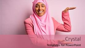  Presentation with hijab - Beautiful presentation featuring young-african-american-afro-woman backdrop and a coral colored foreground