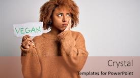  Presentation with vegan - Presentation design having young-african-american-afro-woman background and a red colored foreground
