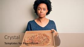  Presentation with italian american - Presentation design with young-african-american-afro-woman background and a coral colored foreground