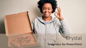  Presentation with italian american - Cool new presentation design with young-african-american-afro-woman backdrop and a coral colored foreground