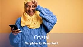  Presentation with woman muslim - Colorful presentation theme enhanced with young-african-american-afro-woman backdrop and a ocean colored foreground