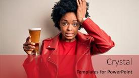 Presentation with drinking alcohol - Presentation having young-african-american-afro-woman background and a crimson colored foreground