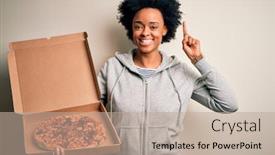  Presentation with italian american - Slide deck enhanced with young-african-american-afro-woman background and a mint green colored foreground