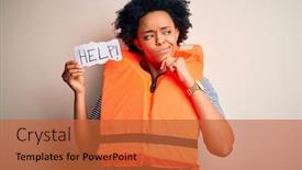  Presentation with african american woman question - Beautiful slide set featuring young-african-american-afro-woman backdrop and a red colored foreground