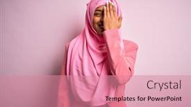  Presentation with woman muslim - PPT theme having young-african-american-afro-woman background and a coral colored foreground