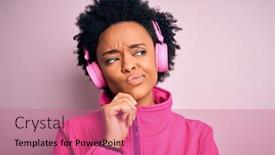  Presentation with african music - Slides featuring young-african-american-afro-woman background and a coral colored foreground