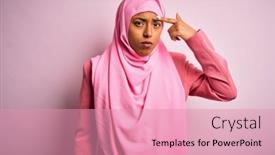  Presentation with acne woman - Colorful PPT theme enhanced with young-african-american-afro-woman backdrop and a coral colored foreground